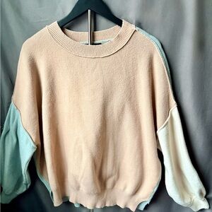 ZESICA Color Block Oversized Knit Sweater